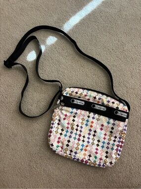 Lesportsac White Multicolor Floral Pattern Crossbody Bag